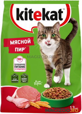 Сухой корм KITEKAT МЯСНОЙ ПИР для взрослых кошек (1,3 кг)