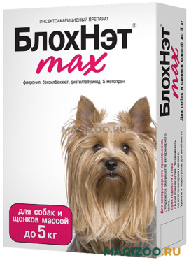 БЛОХНЭТ MAX капли для собак и щенков весом до 5 кг против клещей и блох 0,5 мл Астрафарм (1 шт)