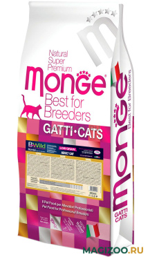 Сухой корм MONGE BWILD LOW GRAIN CAT HARE низкозерновой для взрослых кошек с мясом зайца (10 кг)