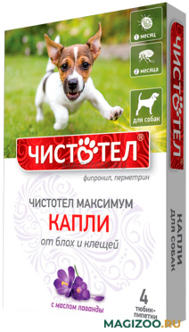 ЧИСТОТЕЛ МАКСИМУМ капли для собак против блох и клещей уп. 4 пипетки (1 шт)