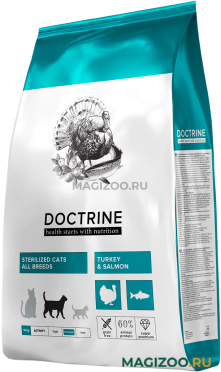 Сухой корм DOCTRINE CAT STERILISED TURKEY & SALMON беззерновой для взрослых кастрированных котов и стерилизованных кошек с индейкой и лососем (10 кг)