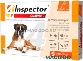 INSPECTOR QUADRO C капли для собак весом от 25 до 40 кг против внутренних и внешних паразитов (1 пипетка)