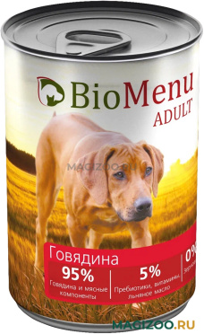 Влажный корм (консервы) BIOMENU ADULT для взрослых собак с говядиной (410 гр)