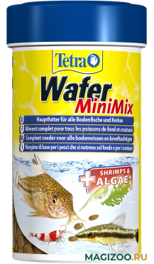 TETRA WAFER MINI MIX корм чипсы для донных рыб и ракообразных мелкие чипсы (100 мл)