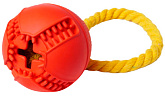 Игрушка для собак Homepet Silver Series мяч для лакомств с канатом каучук красный 7,6 х 8,2 см (1 шт)