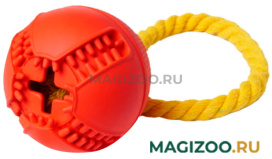 Игрушка для собак Homepet Silver Series мяч для лакомств с канатом каучук красный 7,6 х 8,2 см (1 шт)