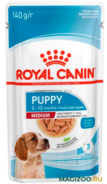 Влажный корм (консервы) ROYAL CANIN MEDIUM PUPPY для щенков средних пород в соусе пауч (140 гр)