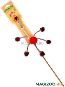 Игрушка для кошек Homecat дразнилка Солнышко с фетром и норковыми помпонами на пружинках (1 шт)