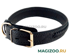 Ошейник для собак кожаный плетеный черный шир. 30 мм ZooMaster (55 см)