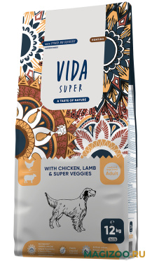 Сухой корм VIDA SUPER HUNTING ADULT DOG MEDIUM & LARGE BREED CHICKEN LAMB & SUPER для взрослых собак средних и крупных пород с курицей, ягненком и овощами (12 кг)
