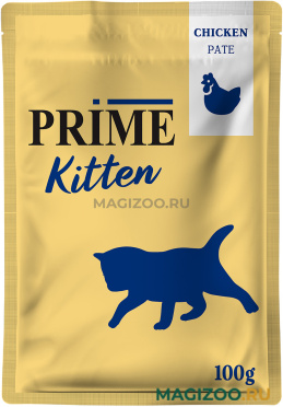 Влажный корм (консервы) PRIME MEAT KITTEN для котят паштет из курицы пауч (100 гр)