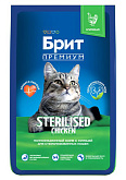 БРИТ ПРЕМИУМ CAT STERILISED CHICKEN для взрослых кастрированных котов и стерилизованных кошек с курицей (8 кг)