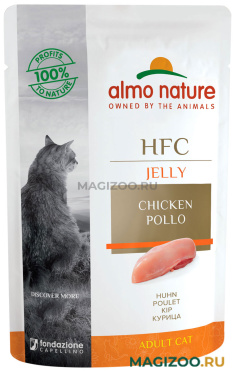 Влажный корм (консервы) ALMO NATURE CAT HFC JELLY для взрослых кошек с курицей в желе пауч (55 гр)