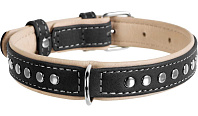 Ошейник кожаный для собак с металлическим украшением черный верх 20 мм 30 – 39 см Collar WauDog Soft (1 шт)