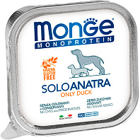 MONGE MONOPROTEIN SOLO DOG монобелковые для взрослых собак паштет с уткой  (150 гр)