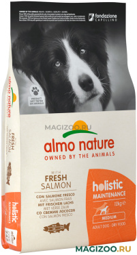 Сухой корм ALMO NATURE ADULT DOG MEDIUM & SALMON для взрослых собак средних пород с лососем (12 кг)