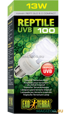 Ультрафиолетовая лампа Exo Terra Reptile UVB100 Repti Glo 5.0 Compact T10 для водных черепах (13 Вт)