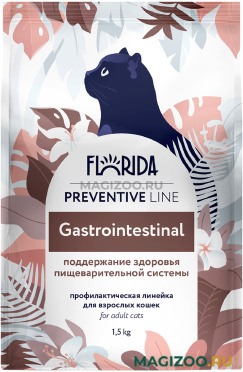 Сухой корм FLORIDA PREVENTIVE LINE GASTROINTESTINAL для взрослых кошек при расстройствах пищеварения (1,5 кг)