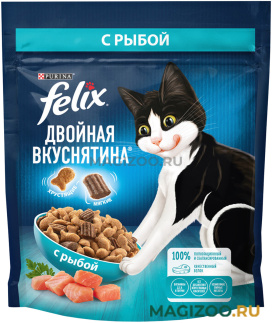 Сухой корм FELIX ДВОЙНАЯ ВКУСНЯТИНА для взрослых кошек с рыбой (0,2 кг)