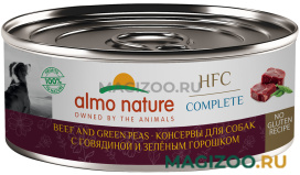 Влажный корм (консервы) ALMO NATURE DOG HFC COMPLETE для собак с говядиной и зеленым горошком (100 гр)