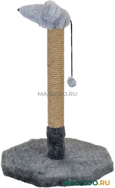 Когтеточка столбик Дарэленд простая с мышкой мех джут дымчатая 36 х 34 х 57 см (1 шт)