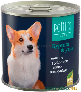 Влажный корм (консервы) PETIBON SMART для собак рубленое мясо с курицей и уткой (240 гр)