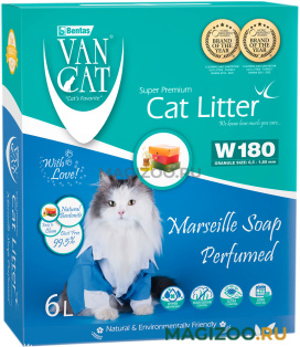 VAN CAT MARSEILLE SOAP наполнитель комкующийся для туалета кошек с ароматом марсельского мыла коробка (5,1 кг)