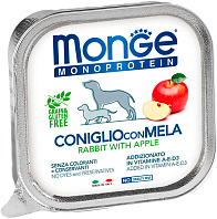 MONGE MONOPROTEIN FRUITS DOG монобелковые для взрослых собак паштет с кроликом и яблоками (150 гр)