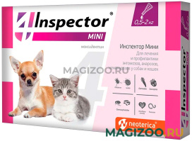 INSPECTOR MINI Инспектор Мини капли для собак весом от 0,5 до 2 кг и кошек против внутренних и внешних паразитов (1 пипетка)