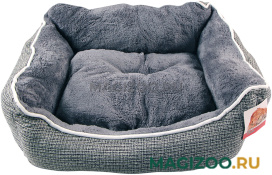 Лежак для животных Pet Choice с двухсторонней подушкой меховой прямоугольный темно-серый 50 х 43 х 20 см (1 шт)