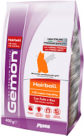GEMON CAT HAIRBALL для взрослых кошек для вывода шерсти с курицей и рисом (0,4 кг)
