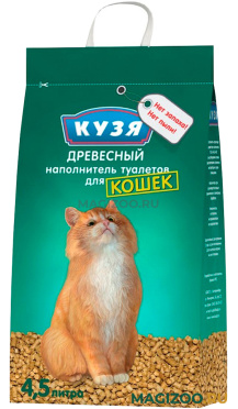 КУЗЯ - наполнитель древесный для туалета кошек (4,5 л УЦ)