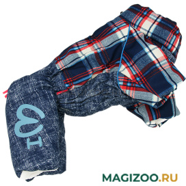 FOR MY DOGS комбинезон для собак синий в клетку для мальчиков FW920-2020 M (12)