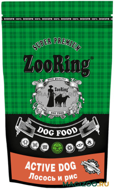 Сухой корм ZOORING ACTIVE DOG для активных взрослых собак средних и крупных пород с лососем и рисом (2 кг)