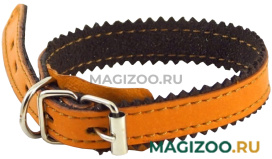 Ошейник для собак кожаный с двойной строчкой, рыжий, шир. 15 мм, ZooMaster (35 см)