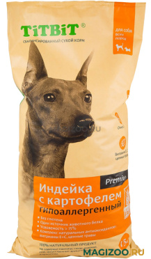 Сухой корм TIT BIT беззерновой для взрослых собак всех пород с индейкой и картофелем (13 кг)