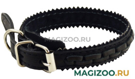 Ошейник для собак кожаный плетеный, черный, шир. 15 мм, ZooMaster (30 см)