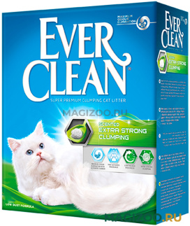 EVER CLEAN EXTRA STRONG CLUMPIN SCENTED наполнитель комкующийся для туалета кошек с ароматизатором зеленая полоска (6 л) 