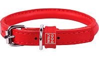 Ошейник кожаный круглый для длинношерстных собак красный 8 мм 20 - 25 см Collar WauDog Glamour (1 шт)
