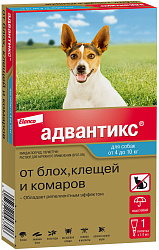 АДВАНТИКС 100C капли для собак весом от 4 до 10 кг против клещей, блох, вшей, власоедов и других насекомых 1 пипетка по 1 мл Elanco (1 пипетка)