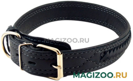 Ошейник для собак кожаный плетеный черный шир. 35 мм ZooMaster (55 см)