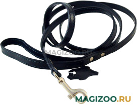 Поводок кожаный для собак двойной строченый черный 10 мм х 1,2 м ZooMaster (1 шт)
