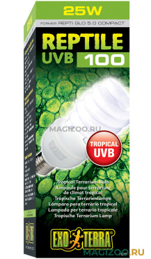 Ультрафиолетовая лампа Exo Terra Reptile UVB100 Repti Glo 5.0 Compact T10 для водных черепах (25 Вт)