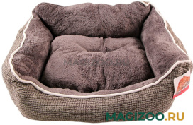 Лежак для животных Pet Choice с двухсторонней подушкой меховой прямоугольный коричневый 60 х 50 х 21 см (1 шт)