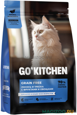 Сухой корм GO! KITCHEN GRAIN FREE беззерновой для кошек и котят с лососем и треской, фруктами и овощами (1,36 кг)