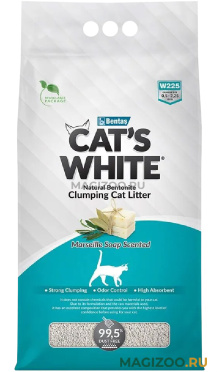 CAT'S WHITE MARSEILLE SOAP наполнитель комкующийся для туалета кошек с ароматом марсельского мыла (5 л)