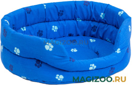 Лежак для собак и кошек Дарэленд овальный стеганый синий хлопок 53 х 42 х 16 см (1 шт)