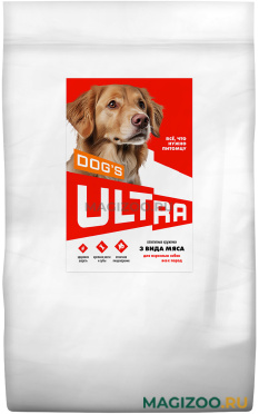 Сухой корм ULTRA DOG’S для взрослых собак всех пород три вида мяса (12 кг)