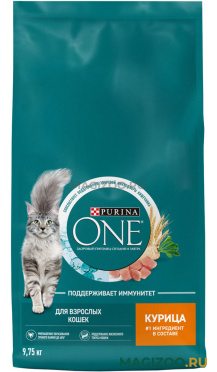 Сухой корм PURINA ONE для взрослых кошек с курицей и цельными злаками (9,75 кг)