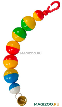 Игрушка для попугаев Дарэлл 7 шариков на тросике с колокольчиком 44 см (1 шт)